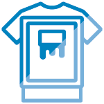 Screen printing icon-shirt, screen and squeegee